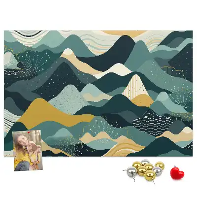 Illustrative Mountains Printed Cork Board