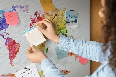 Watercolor World Map Printed Cork Memo Board