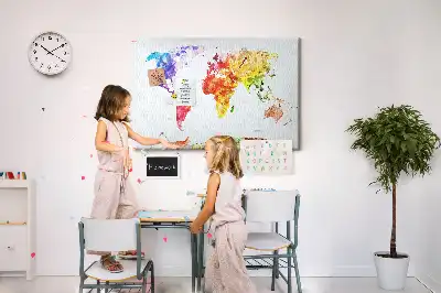 Watercolor World Map Printed Cork Memo Board