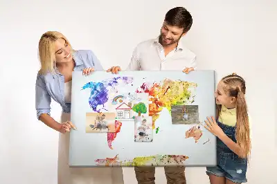 Watercolor World Map Printed Cork Memo Board