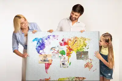 Watercolor World Map Printed Cork Memo Board