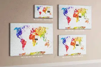 Watercolor World Map Printed Cork Memo Board