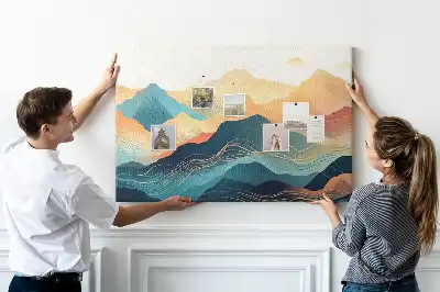Mountain landscape cork memo board