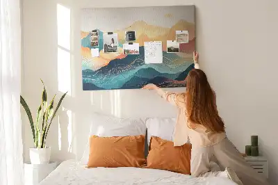 Mountain landscape cork memo board