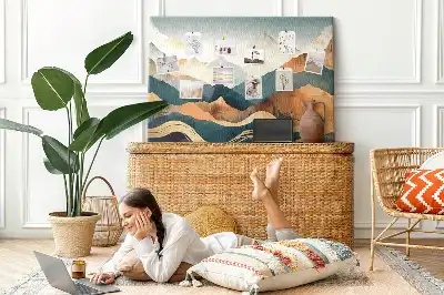 Printed Cork Board Mountains landscape