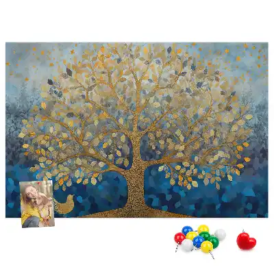 Printed Abstract Tree Cork Memo Board