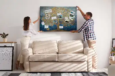Printed Abstract Tree Cork Memo Board