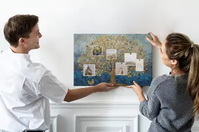 Printed Abstract Tree Cork Memo Board