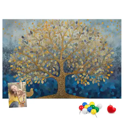 Printed Abstract Tree Cork Memo Board