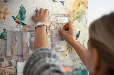 Floral and bird pattern cork memo board