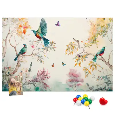 Floral and bird pattern cork memo board