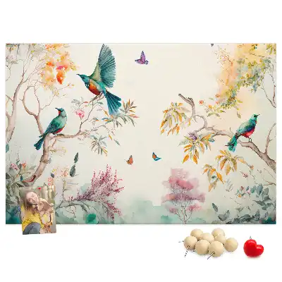 Floral and bird pattern cork memo board