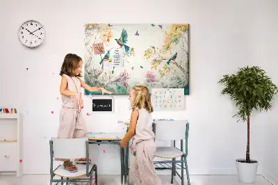 Floral and bird pattern cork memo board