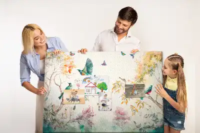 Floral and bird pattern cork memo board