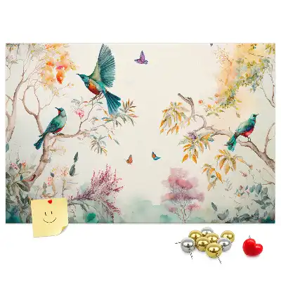 Floral and bird pattern cork memo board