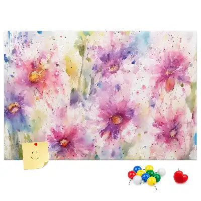 Printed Cork Board Painted flowers
