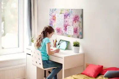 Printed Cork Board with Painted Flowers