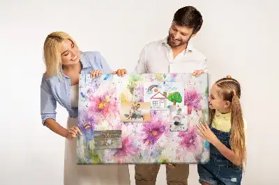 Printed Cork Board with Painted Flowers