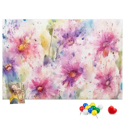 Printed Cork Board with Painted Flowers