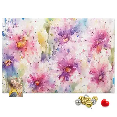 Printed Cork Board with Painted Flowers