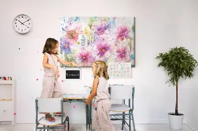 Printed Cork Board with Painted Flowers