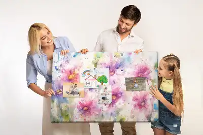 Printed Cork Board with Painted Flowers