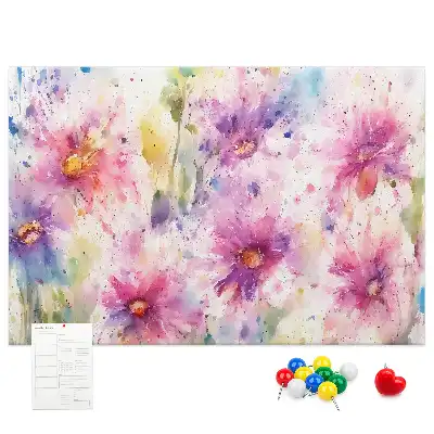 Printed Cork Board Painted flowers