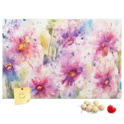 Printed Cork Board with Painted Flowers