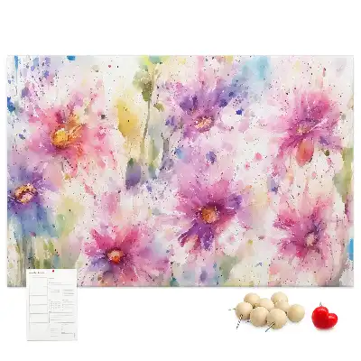Printed Cork Board with Painted Flowers