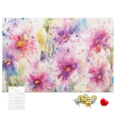 Printed Cork Board Painted flowers