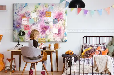 Printed Cork Board with Painted Flowers