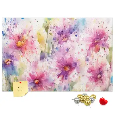 Printed Cork Board with Painted Flowers