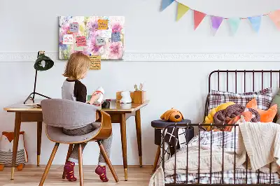 Printed Cork Board with Painted Flowers