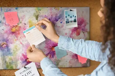 Printed Cork Board with Painted Flowers