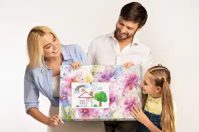 Printed Cork Board with Painted Flowers