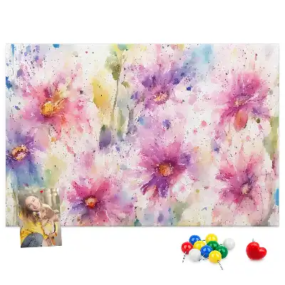 Printed Cork Board with Painted Flowers