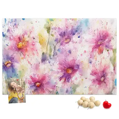 Printed Cork Board Painted flowers
