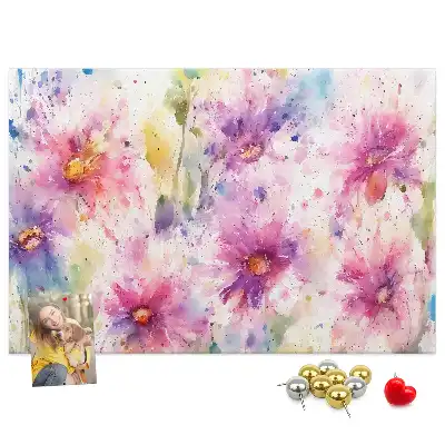 Printed Cork Board with Painted Flowers