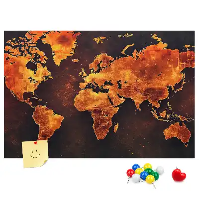 World Map Printed Cork Memo Board