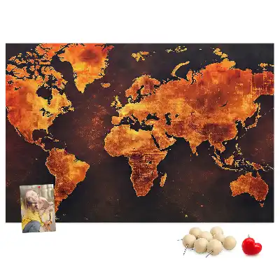 Printed Cork Memo Board World map