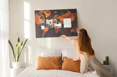 World Map Printed Cork Memo Board