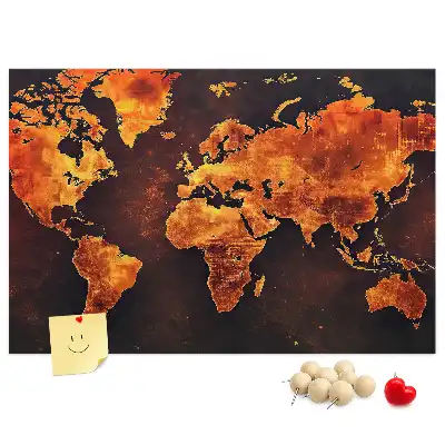 Printed Cork Memo Board World map