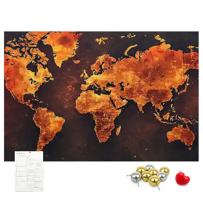 World Map Printed Cork Memo Board