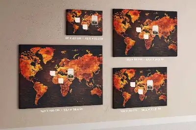 World Map Printed Cork Memo Board