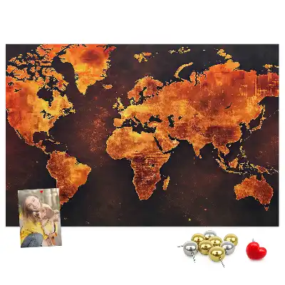 World Map Printed Cork Memo Board