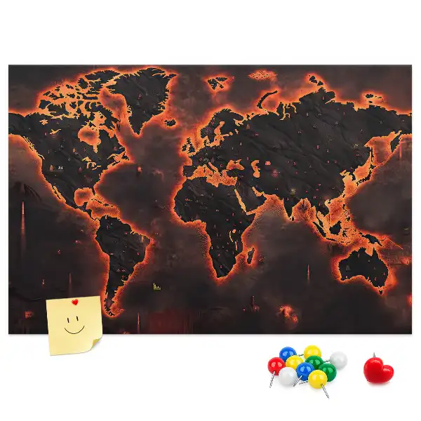 World map cork memo board