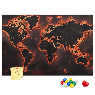 World map cork memo board