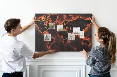 World map cork memo board