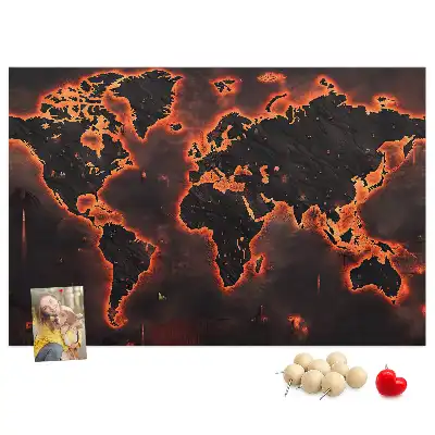 World map cork memo board