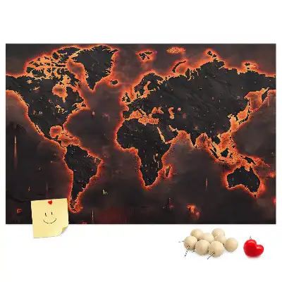 World map cork memo board